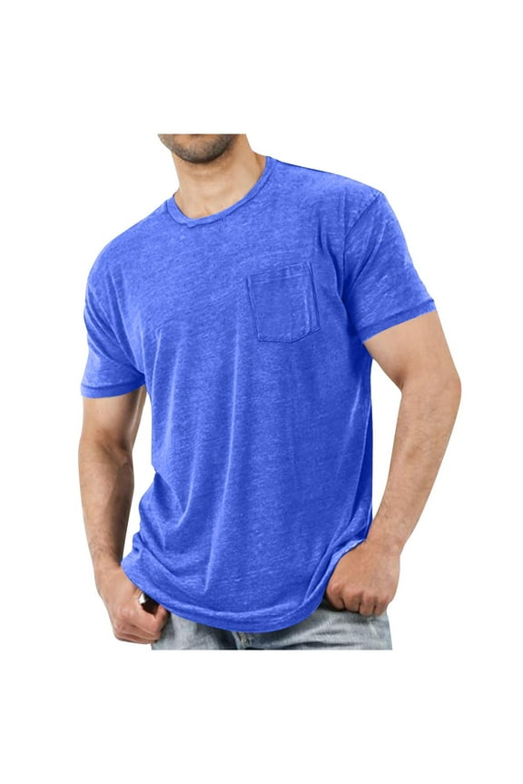 Jackets for Men's T-Shirts Casual Basic Crew Neck Tshirts Short Sleeve Tee Shirts with Pocket Round-Neck Blouses Shirts Light Blue 4X