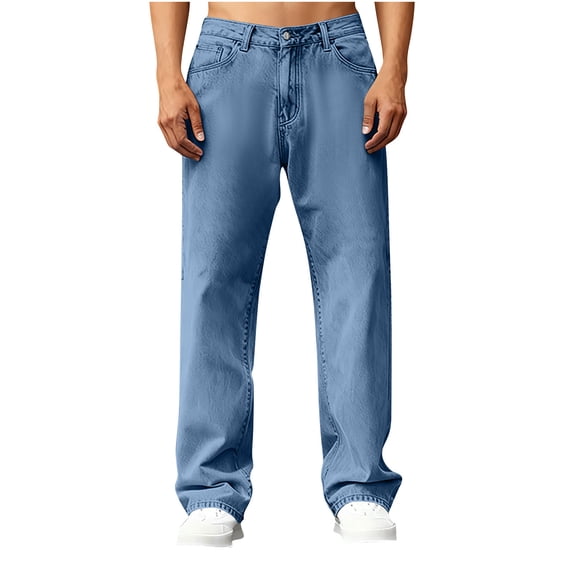 KeShDi Jean Sweatpants Men Men Vintage Outdoors Fashion Solid Casual Pocket Jeans Pants Dark Blue S