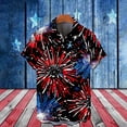 thumbnail image 1 of KeShDi July Of 4th Shirts for Men Festival Tops Independence Day Shirt Printed Lapel Collar Short Sleeve Tshirt Black 2X, 1 of 4