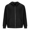 thumbnail image 1 of KeShDi Leather Jacket Men's Zipper Hoodie Shoulder Down Hoodie Solid Color Full Zipper Sportswear Men's Casual Hoodie Black 3X, 1 of 5