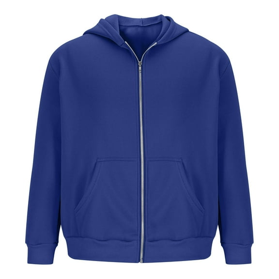KeShDi Leather Jacket Men's Zipper Hoodie Shoulder Down Hoodie Solid Color Full Zipper Sportswear Men's Casual Hoodie Blue 3X