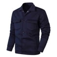 thumbnail image 1 of KeShDi Leather Jacket Mens Fleece Jacket Men Casual Fashion Snap Button Cardigan Flip Collar Pocket Long Sleeve Jacket Coat Navy 3X, 1 of 8