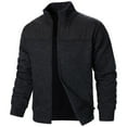 thumbnail image 1 of KeShDi Leather Jacket Mens Fleece Jacket Men's Fall Splicing Knit Shirt Zipper Top Solid Color Cardigan Jacket Black M, 1 of 4