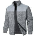 thumbnail image 1 of KeShDi Leather Jacket Mens Fleece Jacket Men's Fall Splicing Knit Shirt Zipper Top Solid Color Cardigan Jacket Gray 3X, 1 of 4
