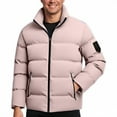 thumbnail image 1 of KeShDi Leather Jacket Mens Fleece Jacket Men's Warm Top Solid Color Cottonjacket Fashionable Bread Jacket Stand Collar Jacket Men's Long Sleeved Cottonjacket Pink L, 1 of 3