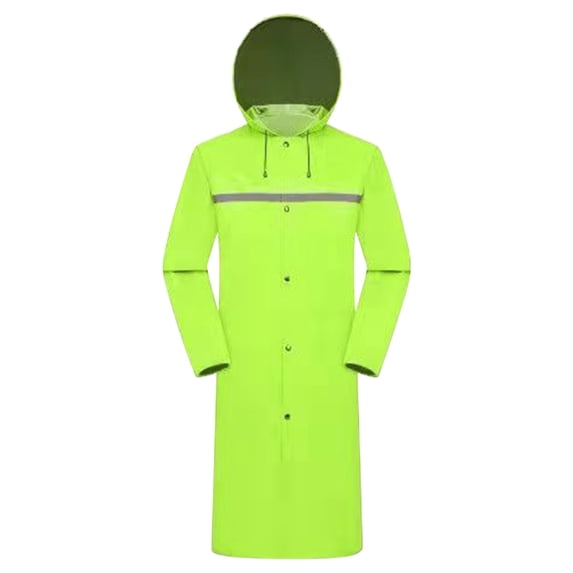 KeShDi Long Safety Rain Coats with Air Vents Reflective Stripes Rainwear Rain Coats Intensification Zipper Hooded Conjoined Raincoat Outdoors On Foot Trip Trench Coat Fluorescent Green Free Size
