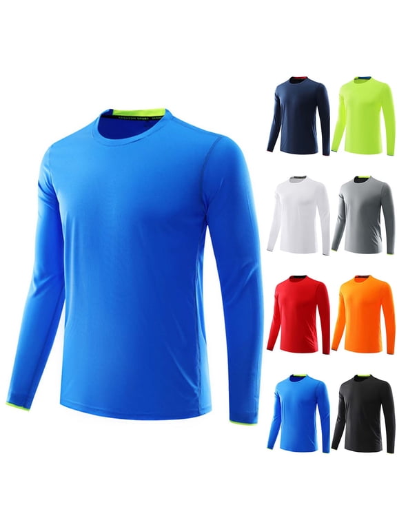 Long Sleeve Shirts for Men Thermal Shirts for Men Men Casual Fashion Solid Color Running Breathable Fitness Long Sleeve Round Collar Exercise Orange 4X
