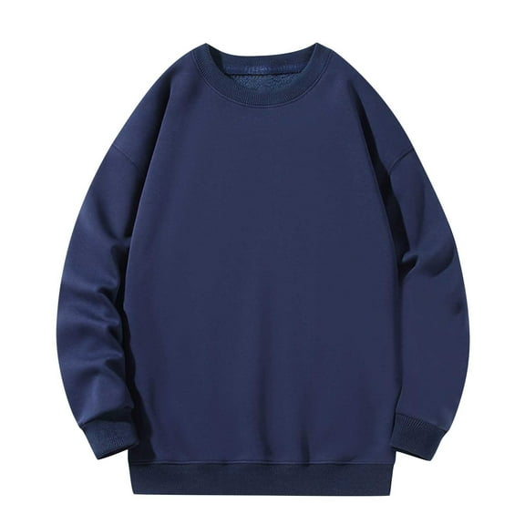 KeShDi Long Sleeve Shirts for Men Unisex Hoodie Pullover Sweatshirt Basic Solid Jumper Shirt Winter Fashion Clothes Long Sleeve Oversized Hoodie Navy M