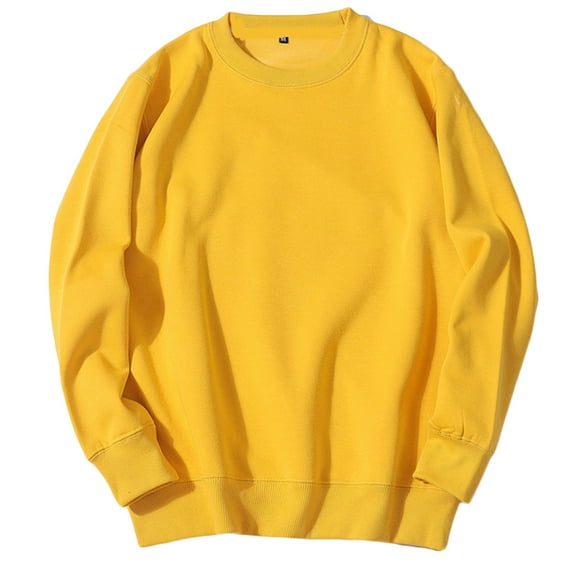 KeShDi Long Sleeve Shirts for Men Casual Men's Sports Round Collar Pullover Sweatshirt Long Sleeve Solid Hoodie Yellow 3X