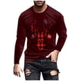 thumbnail image 1 of KeShDi Long Sleeve Shirts for Men Fashion Casual Men Christmas Print Sports Long Sleeves Round-Neck Blouses Shirts Wine L, 1 of 5