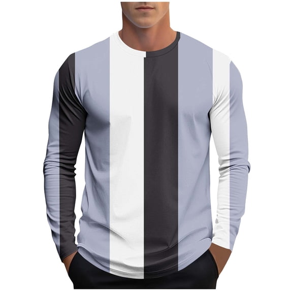 KeShDi Long Sleeve Shirts for Men Flannel Shirt Fashion Casual Men Fashion Print Sports Long Sleeves Round-Neck Blouses Shirts Light Blue 2X