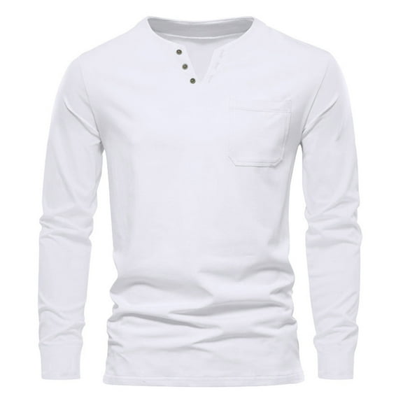 KeShDi Long Sleeve Shirts for Men Short Sleeve formal Color Lapel Print Shirt Multi-button Long Sleeve Turndown Collar Blouse & Shirt White M