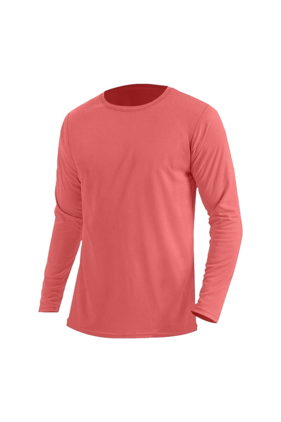 Long Sleeve Shirts for Men Thermal Shirts for Men Men's Breathable Elasticity Solid Color Sport Long Sleeves Round Neck Shirt Wine M