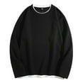 thumbnail image 1 of KeShDi Long Sleeve Shirts for Men Thermal Shirts for Men Men's Long Sleeved Round Fake Two-piece Hoodie Base Shirt Solid Color Casual Black L, 1 of 3