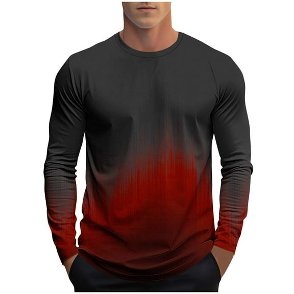 KeShDi Long Sleeve T Shirt Men Button Down Shirt Men Fashion Casual Men Fashion Print Sports Long Sleeves Round-Neck Blouses Shirts Black M