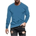 thumbnail image 1 of KeShDi Long Sleeve T Shirt Men Button Down Shirt Men Fashionable Men's Solid Color Long Sleeved Round Neck Casual and Comfortable Blue S, 1 of 5