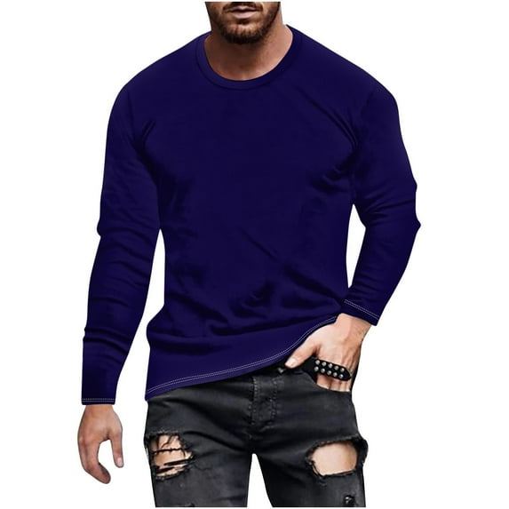 KeShDi Long Sleeve T Shirt Men Button Down Shirt Men Fashionable Men's Solid Color Long Sleeved Round Neck Casual and Comfortable Mint Green XL