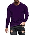 thumbnail image 1 of KeShDi Long Sleeve T Shirt Men Button Down Shirt Men Fashionable Men's Solid Color Long Sleeved Round Neck Casual and Comfortable Purple 3X, 1 of 6