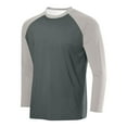 thumbnail image 1 of KeShDi Long Sleeve T Shirt Men Button Down Shirt Men Men's Breathable Solid Color Sport Raglan Long Sleeves Round Neck Shirt Gray 2X, 1 of 2