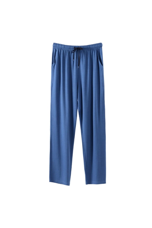 Lounge Sleep Pj Bottoms Mens Pants Wide Leg Sweatpants Workout Man Fashion Sleeping Pants Loose Shorts Pajamas Full Length Pants Blue XL