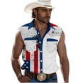 thumbnail image 1 of KeShDi Men 4th July Tank Tops Loose Tank Tops Men Casual Fashion Independence Day Print Turndown Collar Sleeveless Pockets Sports Tank White XL, 1 of 5