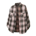 thumbnail image 1 of KeShDi Men Flannel Shirt Men Plaid Fashionable Casual Button Long Sleeve Turndown Collar Blouse Shirt Pink 3X, 1 of 3