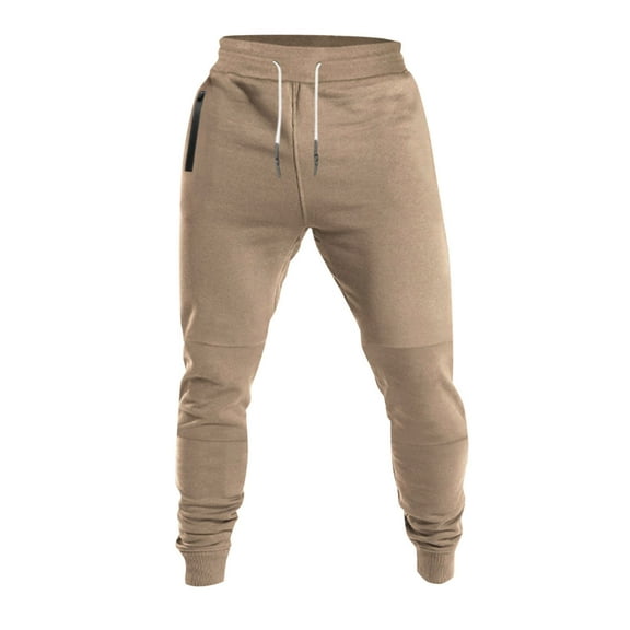 KeShDi Men Sweatpants Mens Jogging Pants Men Casual Solid Zipper Multiple Pockets Drawstring Outdoor Sweatpants Khaki 3X