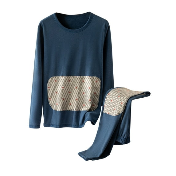 KeShDi Men's 2-Pack Thermal Long Sleeve Undershirt Men Solid Graphene Wool Long Sleeves High Elasticity Keep Warml Underwear and Pants Suit Blue 3X