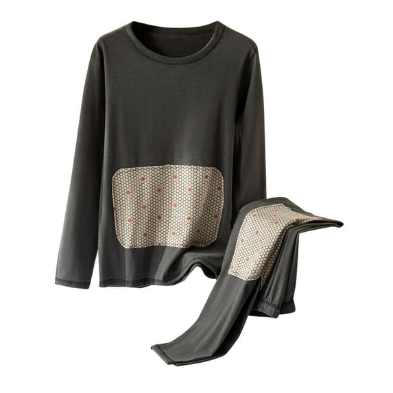 KeShDi Men's 2-Pack Thermal Long Sleeve Undershirt Men Solid Graphene Wool Long Sleeves High Elasticity Keep Warml Underwear and Pants Suit Gray XL