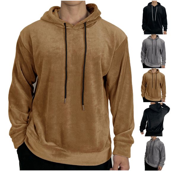 KeShDi Men's Shirts Men Outdoor Fleece Sweater Military Double Sided Fleece Hooded Jacket Men Hooded Sweatshirts Coat Khaki M