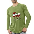 thumbnail image 1 of KeShDi Men's Shirts Men Sports Fitness Home Christmas Printed Pajamas T-shirt Long Sleeve Round-Neck Green 2X, 1 of 4