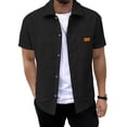 thumbnail image 1 of KeShDi Men's Shirts Polo Shirts Button Tshirts Men's Solid Color Short Sleeved Lapel Button Cardigan Pocket Shirt Top Black XL, 1 of 5