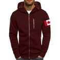 thumbnail image 1 of KeShDi Men's Winter Coats Men Zipper Casual Fashion Hooded Pockets Print Long Sleeved Outwear Wine 3X, 1 of 2