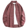 thumbnail image 1 of KeShDi Mens 3x Flannel Shirts Men's Vintage Casual Check Button Lapel Fashion Long Sleeve Shirt Red 2X, 1 of 8