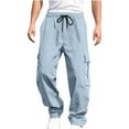 thumbnail image 1 of KeShDi Mens Cargo Sweatpants Chino Pants Men Solid Fashion Casual Multiple Pockets Elastic Waist Long Pants Trousers Blue 3X, 1 of 6
