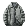thumbnail image 1 of KeShDi Mens Coat Men Casual Leather Flip Collar Solid Color Locomotive Jacket Blouse Coat Gray 4X, 1 of 5