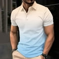 thumbnail image 1 of KeShDi Mens Collared Shirts Short Sleeve Casual Gradient Lapel Button Up T-shirt Top White S, 1 of 5