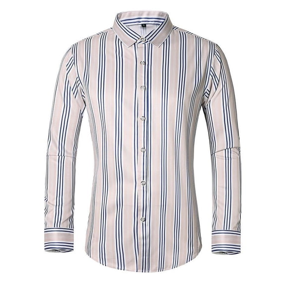 KeShDi Mens Dress Shirts Men's Casual Fashion Loose Plus Size Combination Striped Long Sleeved Shirt Blue 4X