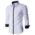 thumbnail image 1 of KeShDi Mens Dress Shirts Mens Slim and Fashionable Color Blocking Collar Long Sleeved Shirt White 2X, 1 of 6