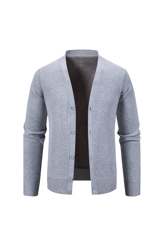 Mens Fall Jackets Men's Solid Color Texture Cardigan Button Knit Sweater Jacket Gray 3X