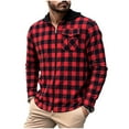 thumbnail image 1 of KeShDi Mens Flannel Jacket Flannel Shirt for Men's Fashion Hooded Long Sleeve Full Zipper Button Pocket Plaid Shirt Top Red S, 1 of 5