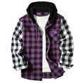 thumbnail image 1 of KeShDi Mens Flannel Jacket Men Casual Patchwork Fashion Plaid Hooded Button Long Sleeve Shirt Blouse Pocket Purple 3X, 1 of 3