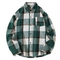 thumbnail image 1 of KeShDi Mens Flannel Shirt Men Plaid Fashionable Casual Button Long Sleeve Turndown Collar Blouse Shirt Green 3X, 1 of 4