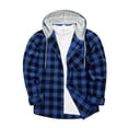 thumbnail image 1 of KeShDi Mens Flannel Shirts Long Sleeve Men Casual Patchwork Fashion Plaid Hooded Button Long Sleeve Shirt Blouse Blue 2X, 1 of 5