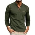 thumbnail image 1 of KeShDi Mens Flannel Shirts Long Sleeve Men Casual Solid Button-Neck Long Sleeve with Blouses & Shirts Army Green M, 1 of 7