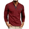 thumbnail image 1 of KeShDi Mens Flannel Shirts Long Sleeve Men Casual Solid Button-Neck Long Sleeve with Blouses & Shirts Wine M, 1 of 7