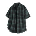 thumbnail image 1 of KeShDi Mens Flannel Shirts Men Fashion Casual Button Pockets Lapel Short Sleeve with Blouses Army Green 4X, 1 of 1