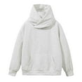 thumbnail image 1 of KeShDi Mens Hoodie Fleece Pullover Unisex Man Woman Solid-Color Casual Pullover Pocket Long Sleeve Hooded Sweatshirt White XL, 1 of 7
