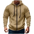 thumbnail image 1 of KeShDi Mens Hoodies Fleece Hoodie Men Solid-Color Fashionable Pocket Zipper Drawstring Casual Sports Long Sleeve Cardigan Hooded Sweatshirt Khaki 3X, 1 of 4