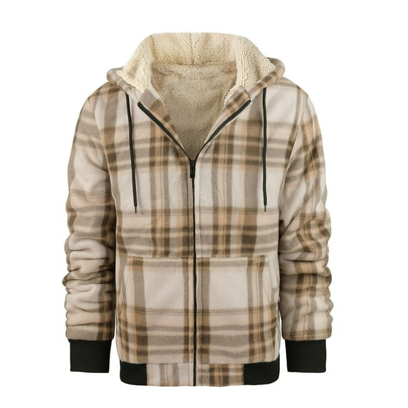 KeShDi Mens Jacket Flannel Shirt for Men's Fashion Plaid Fleece Jacket Men's Warm Jacket Outerwear Men's Clothing Multicolor S
